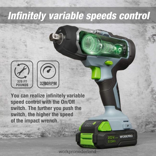 hulpmiddel WORKPRO Accu-slagmoersleutel van 20 V met snellader-riemclip voor gemakkelijk dragen morden 4NVZH8187
