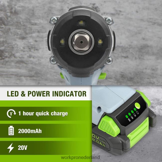 hulpmiddel WORKPRO Accu-slagmoersleutel van 20 V met snellader-riemclip voor gemakkelijk dragen morden 4NVZH8187