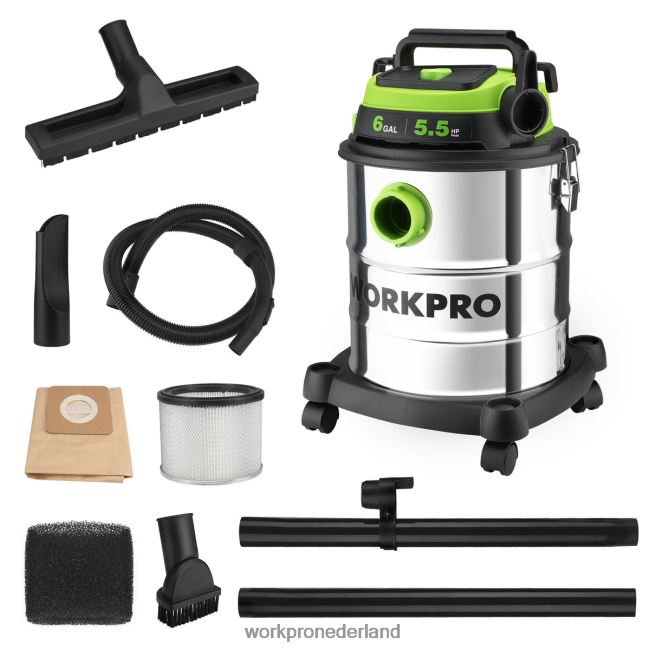hulpmiddel WORKPRO 6 gallon nat/droog winkelstofzuiger met hepa-filter, slang en accessoires voor stofafzuiging thuis/op de werkplek morden 4NVZH8213