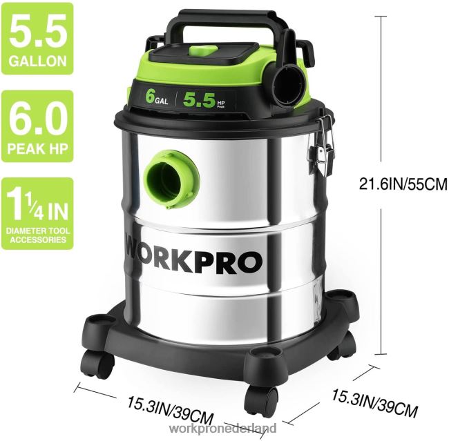 hulpmiddel WORKPRO 6 gallon nat/droog winkelstofzuiger met hepa-filter, slang en accessoires voor stofafzuiging thuis/op de werkplek morden 4NVZH8213