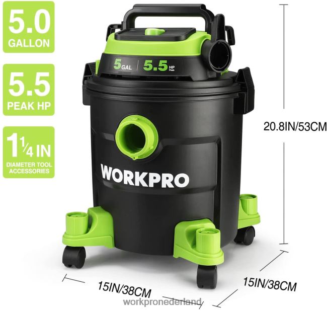 hulpmiddel WORKPRO Winkelstofzuiger van 5 gallon, winkelstofzuiger van 5,5 pk met hepa-filter, slang en accessoires morden 4NVZH8214