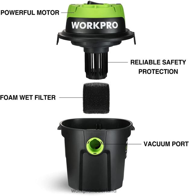 hulpmiddel WORKPRO nat/droog stofzuiger 2,5 gallon 3 piek pk, draagbare winkelstofzuiger voor thuis bruikbaar 4NVZH8216