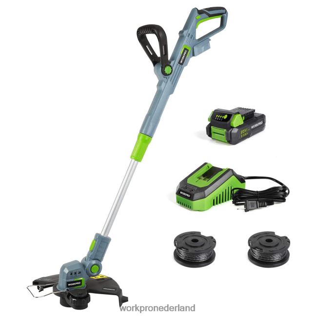 hulpmiddel WORKPRO 20 V draadloze grastrimmer / kantensnijder 12 inch met 2 Ah lithium-ionbatterij Snellader voor 1 uur Inclusief trimmersnoer van 4,5 m behulpzaam 4NVZH8293