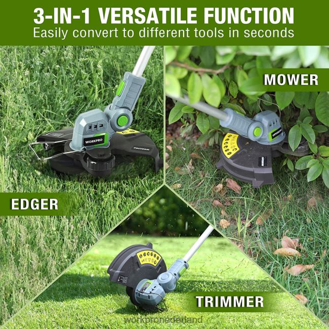hulpmiddel WORKPRO 20 V draadloze grastrimmer / kantensnijder 12 inch met 2 Ah lithium-ionbatterij Snellader voor 1 uur Inclusief trimmersnoer van 4,5 m behulpzaam 4NVZH8293