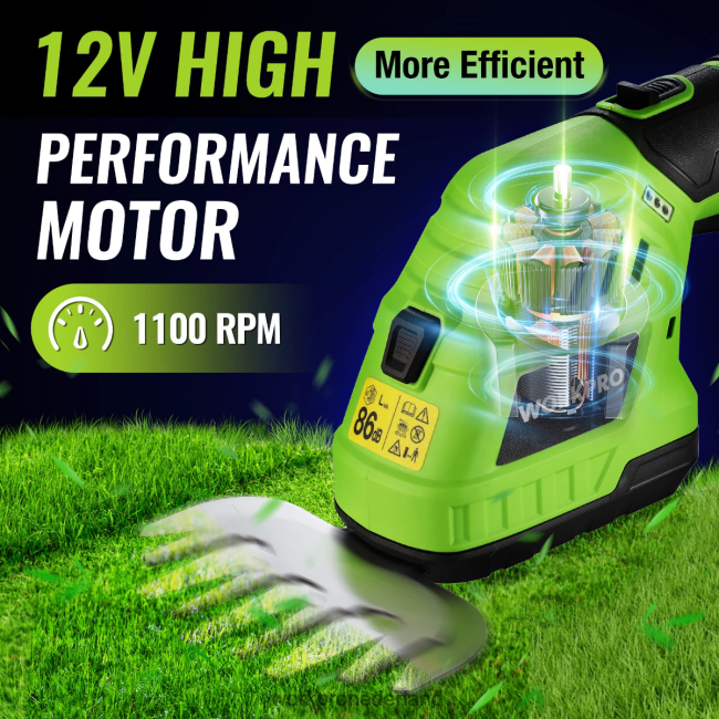 hulpmiddel WORKPRO 2-in-1 12V elektrische draadloze grasheggenschaar en draagbare struikenschaar, met 2,0 Ah oplaadbare lithium-ionbatterij en snellader voor 1 uur morden 4NVZH8301