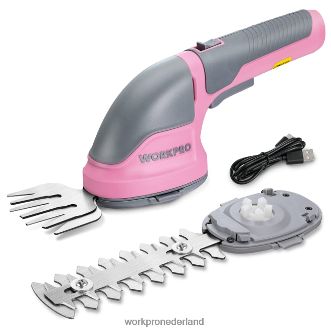 hulpmiddel WORKPRO 2-in-1 draagbare 3,6 V elektrische draadloze struikenschaar, heggenschaar/grasmaaier roze/groen/wit 4NVZH8268