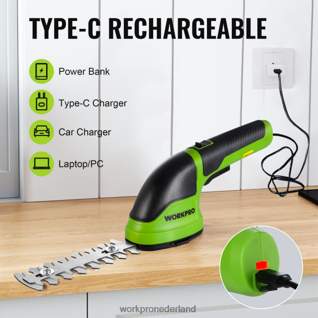 hulpmiddel WORKPRO 2-in-1 draagbare 3,6 V elektrische draadloze struikenschaar, heggenschaar/grasmaaier roze/groen/wit 4NVZH8268