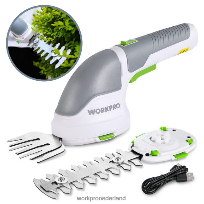 hulpmiddel WORKPRO 2-in-1 draagbare 3,6 V elektrische draadloze struikenschaar, heggenschaar/grasmaaier roze/groen/wit 4NVZH8268
