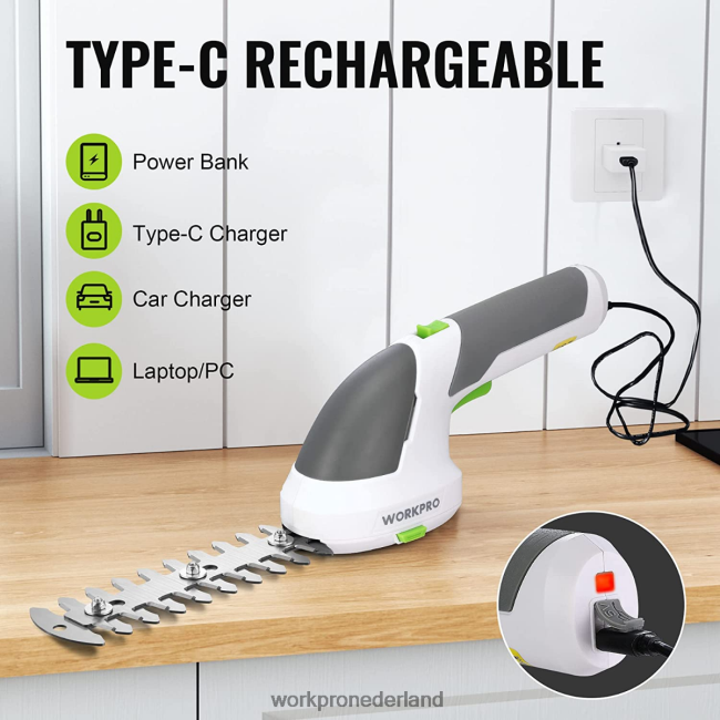 hulpmiddel WORKPRO 2-in-1 draagbare 7,2 V elektrische draadloze struikenschaar, heggenschaar/grasmaaier roze/groen/wit 4NVZH8269