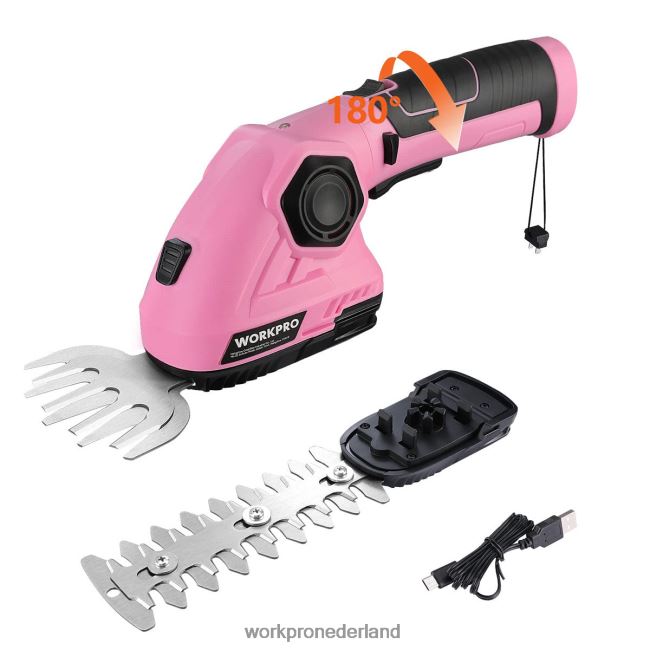 hulpmiddel WORKPRO 2 in 1 draagbare heggenschaar 7,2 V elektrische grastrimmer/heggenschaar roze 4NVZH8266