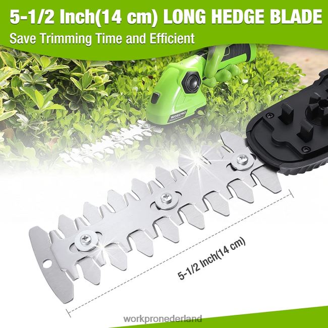 hulpmiddel WORKPRO draadloze grasschaar en struikenschaar 2 in 1 draagbare heggenschaar 7,2 V elektrische grastrimmer heggenschaar groen Wit 4NVZH8297