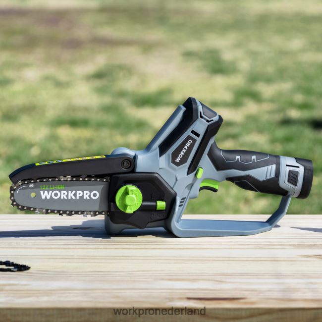 hulpmiddel WORKPRO mini-kettingzaag, draadloze elektrische compacte kettingzaag met 2 accu's, vervangend zaagblad en ketting nieuw 4NVZH8291