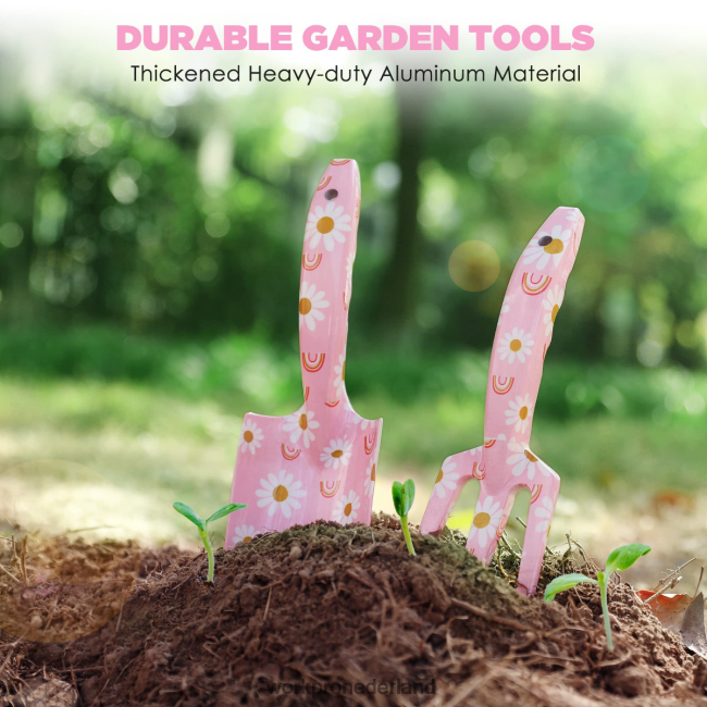 hulpmiddel WORKPRO 4-delige aluminium tuingereedschapset wit/roze 4NVZH8285