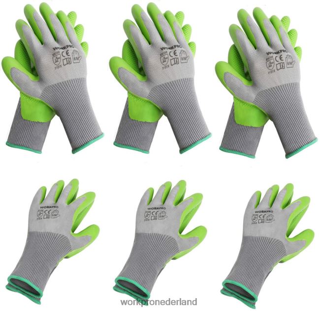 hulpmiddel WORKPRO 6 paar tuinwerkhandschoenen met eco-latex palmcoating behulpzaam 4NVZH8275