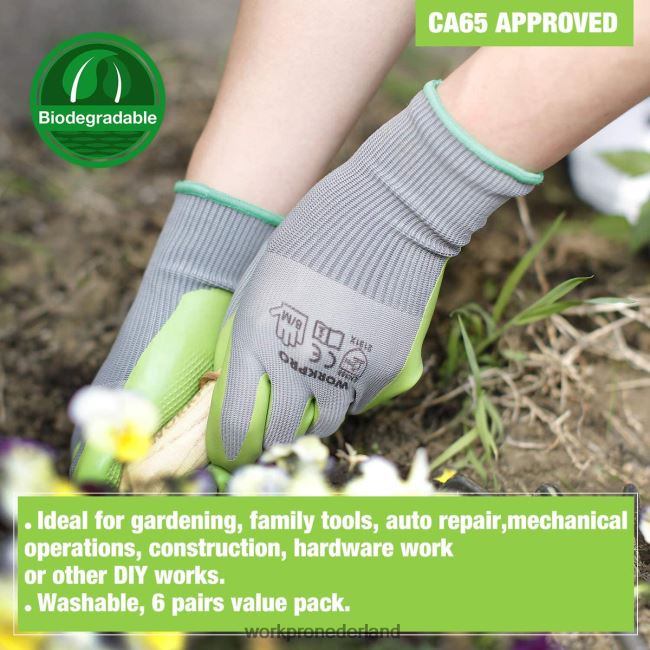 hulpmiddel WORKPRO 6 paar tuinwerkhandschoenen met eco-latex palmcoating behulpzaam 4NVZH8275