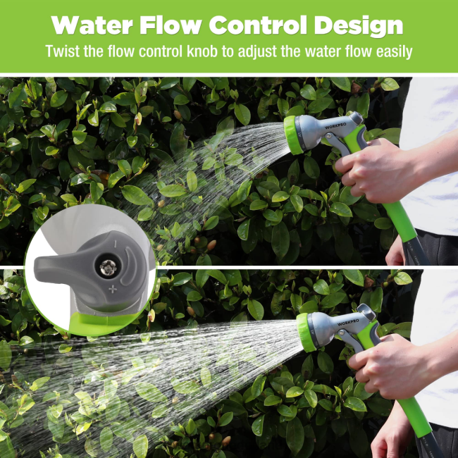 hulpmiddel WORKPRO tuin hogedruk waterslangsproeier met 8 verstelbare bewateringspatronen en duimbediening bruikbaar 4NVZH8288