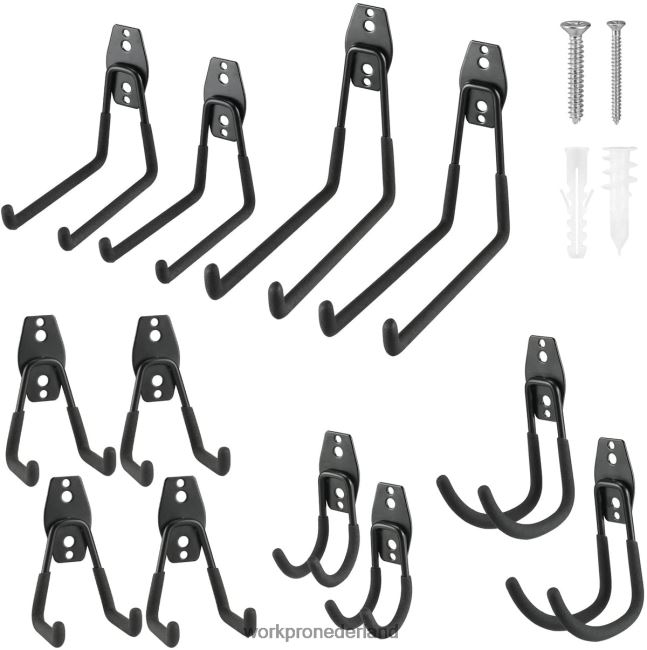 hulpmiddel WORKPRO 12-delige garagehaakset, robuuste stalen garagehangers, praktische muurbeugels, gereedschaphangers voor fietsen, tuingereedschap, ladders en grote voorwerpen bruikbaar 4NVZH8133