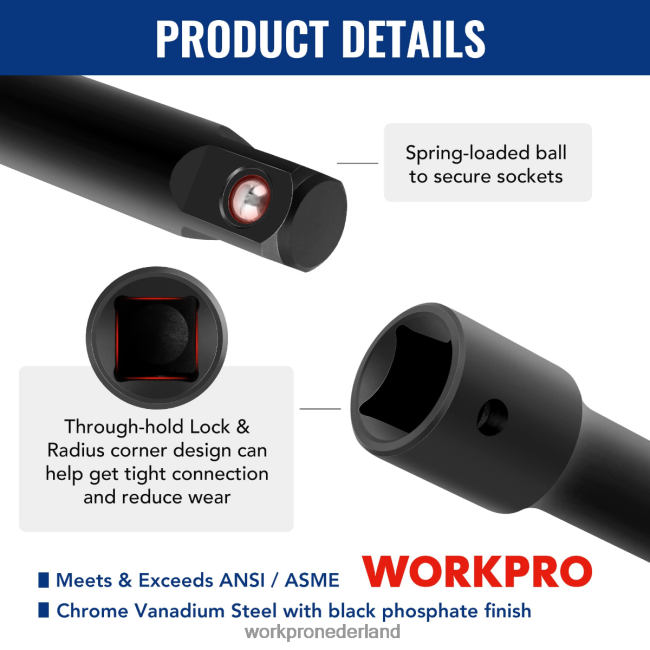 hulpmiddel WORKPRO 18-delige accessoireset voor aandrijfgereedschap morden 4NVZH8137