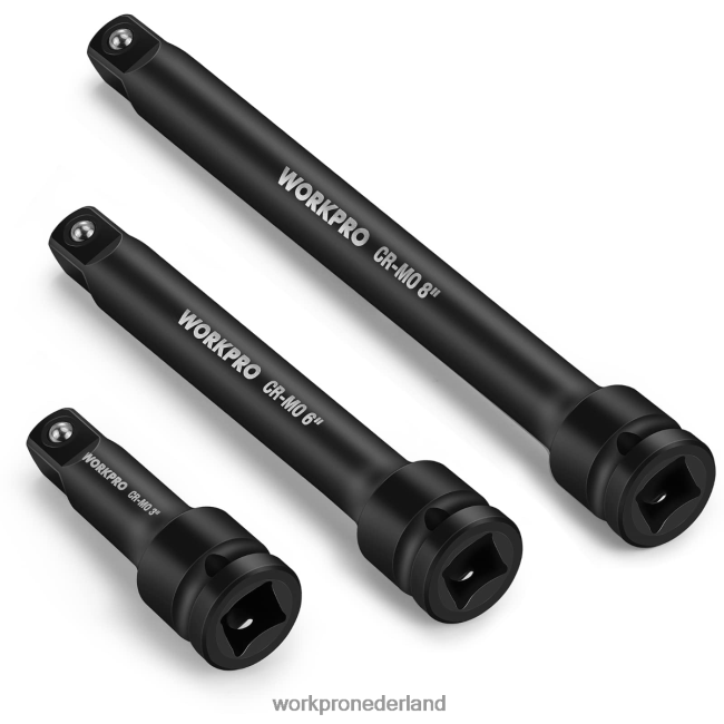 hulpmiddel WORKPRO 3-delige 3, 6, 8 inch 1/2-inch impactverlengingssets met dopsleutels bruikbaar 4NVZH8202