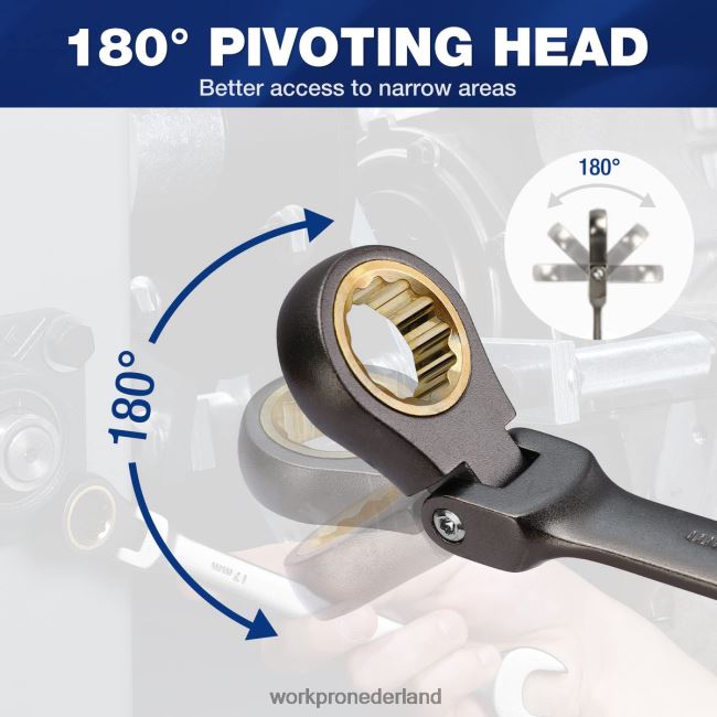 hulpmiddel WORKPRO 8-delige ringratelsleutelset met flexibele kop en organizertas bruikbaar 4NVZH886