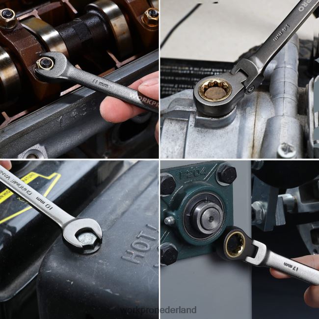 hulpmiddel WORKPRO 8-delige ringratelsleutelset met flexibele kop en organizertas bruikbaar 4NVZH886