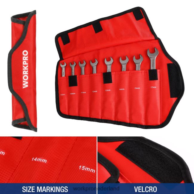hulpmiddel WORKPRO 8-delige ringratelsleutelset met flexibele kop en organizertas bruikbaar 4NVZH886