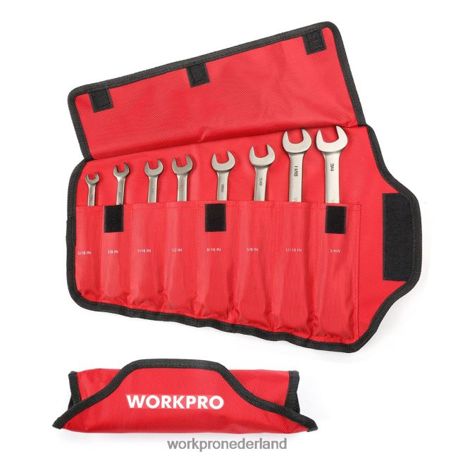 hulpmiddel WORKPRO 8-delige ringratelsleutelset met flexibele kop en organizertas bruikbaar 4NVZH886