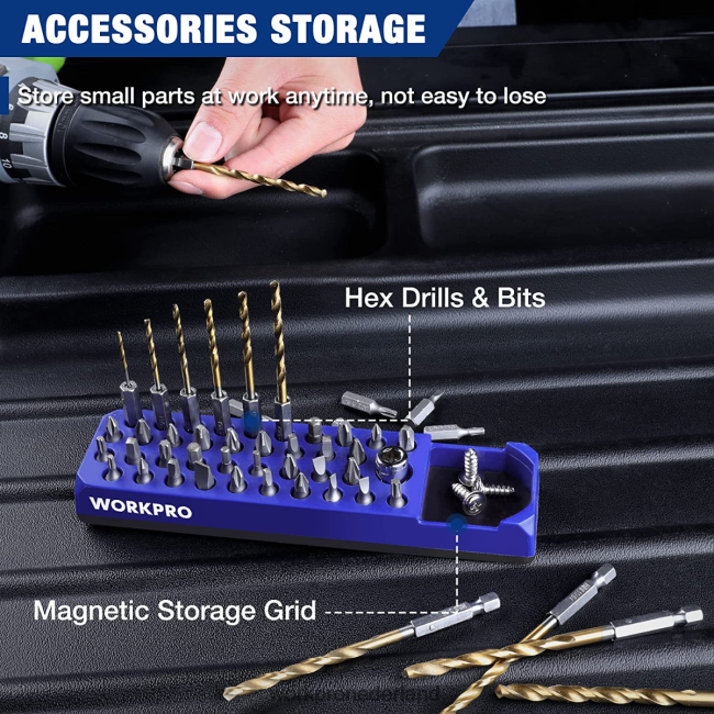hulpmiddel WORKPRO magnetische hex 39-gaats schroevendraaier boor organizer voor 1/4 inch hex bit & drive bit adapter rood blauw 4NVZH8132