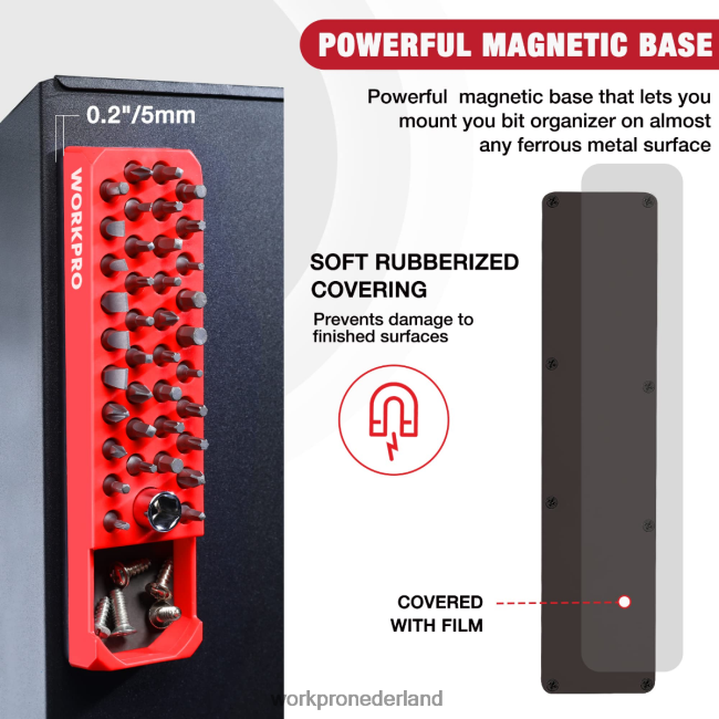 hulpmiddel WORKPRO magnetische hex 39-gaats schroevendraaier boor organizer voor 1/4 inch hex bit & drive bit adapter rood blauw 4NVZH8132