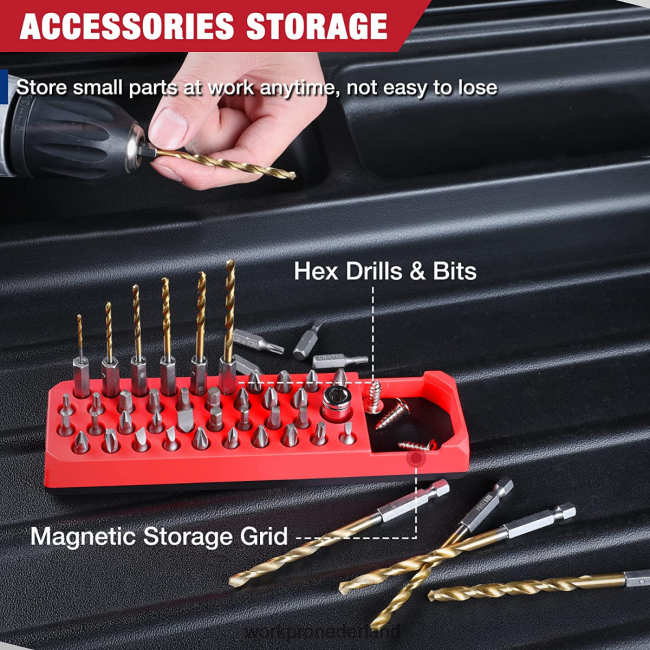 hulpmiddel WORKPRO magnetische hex 39-gaats schroevendraaier boor organizer voor 1/4 inch hex bit & drive bit adapter rood blauw 4NVZH8132