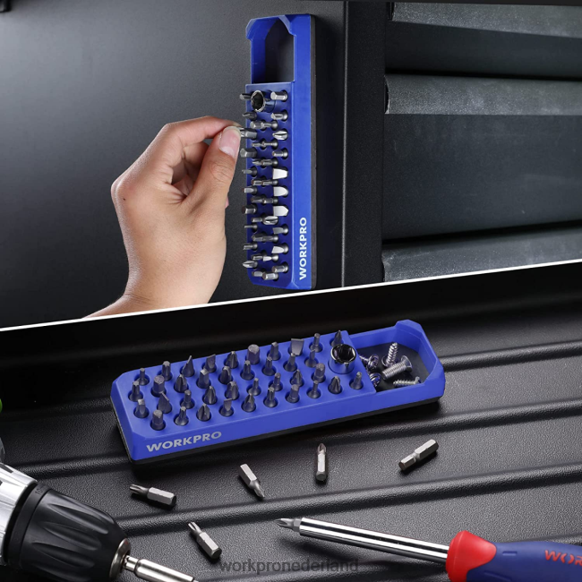 hulpmiddel WORKPRO magnetische hex 39-gaats schroevendraaier boor organizer voor 1/4 inch hex bit & drive bit adapter rood blauw 4NVZH8132