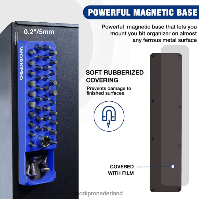 hulpmiddel WORKPRO magnetische hex 39-gaats schroevendraaier boor organizer voor 1/4 inch hex bit & drive bit adapter rood blauw 4NVZH8132