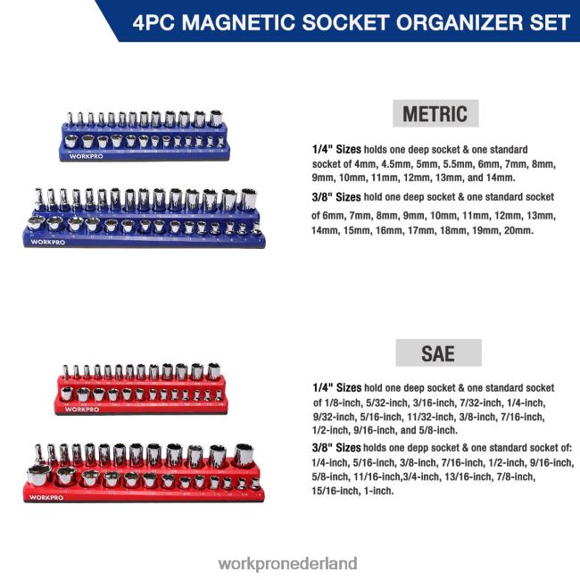 hulpmiddel WORKPRO magnetische houder organizer set van 4 morden 4NVZH8134