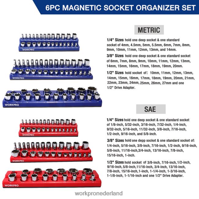hulpmiddel WORKPRO magnetische houder organizer set van 6 morden 4NVZH8126