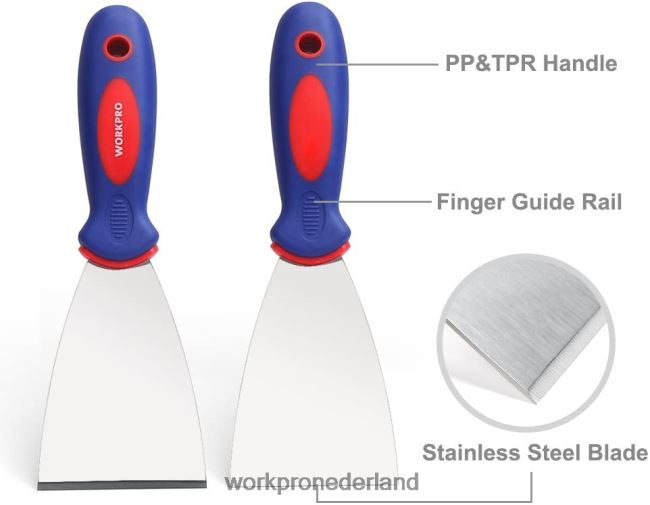 hulpmiddel WORKPRO 4-delige roestvrijstalen plamuurmesset nieuw 4NVZH8149