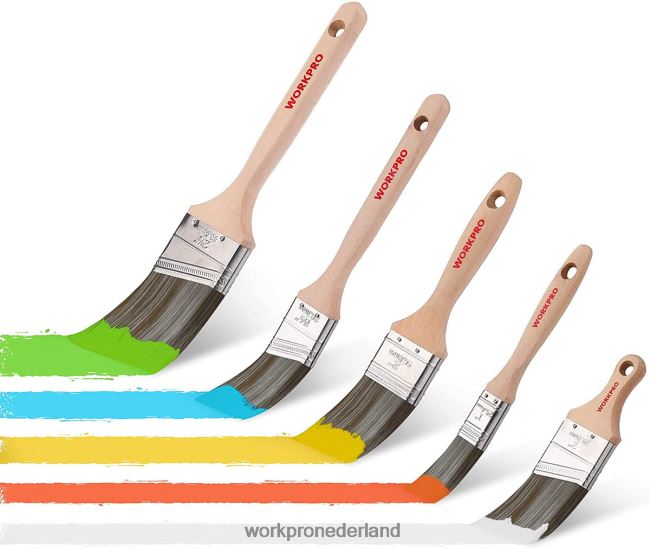 hulpmiddel WORKPRO penselenset, 5-delige professionele platte en hoekvleugelkwast met houten handvat morden 4NVZH8151