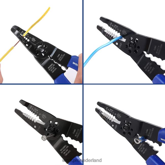 hulpmiddel WORKPRO 8-inch draadstripper, multitool draadknipper voor strippen, snijden en krimpen bruikbaar 4NVZH8158