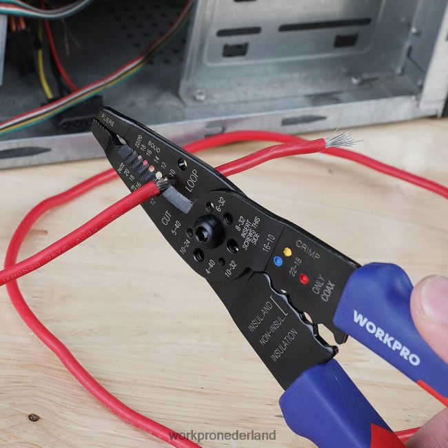 hulpmiddel WORKPRO 8-inch draadstripper, multitool draadknipper voor strippen, snijden en krimpen bruikbaar 4NVZH8158