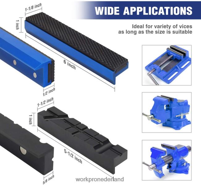 hulpmiddel WORKPRO 2 paar bankschroef-kaakkussens, magnetische bankschroef-kaakbeschermers, multi-groef kaakkussens en aluminium kussentjesset morden 4NVZH8117