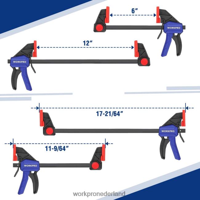 hulpmiddel WORKPRO 6 stuks houtbewerkingsstaafklemmen bruikbaar 4NVZH8115