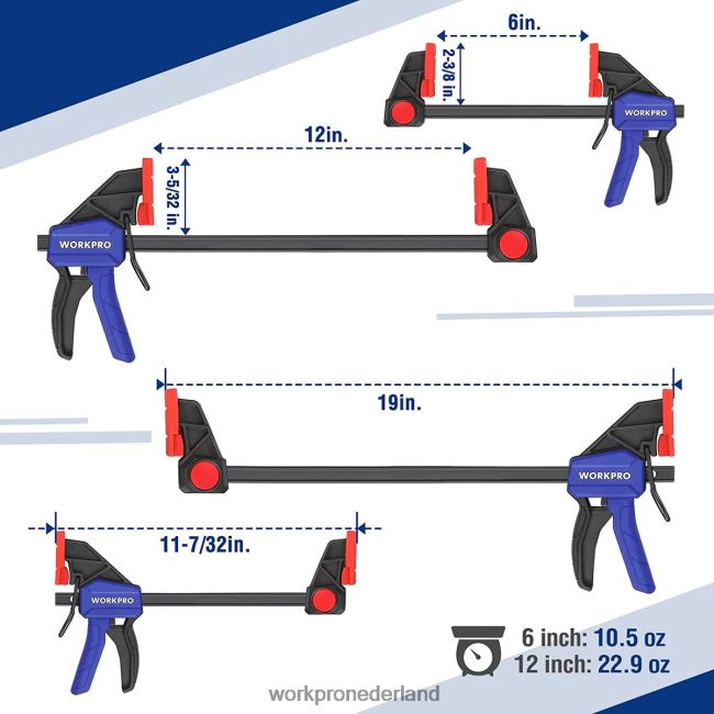hulpmiddel WORKPRO staafklemmen voor houtbewerking, 150/300lbs cap nieuw 4NVZH8121