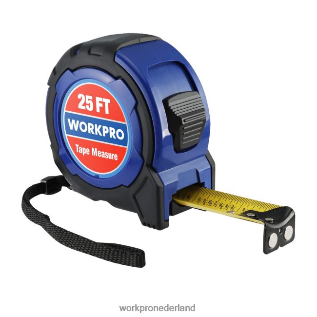 hulpmiddel WORKPRO 25ft meetlint, 1/8 breuken en 1/32 nauwkeurigheid, gemakkelijk afleesbaar meetlint, intrekbaar meetlint met nylon coating bruikbaar 4NVZH8105