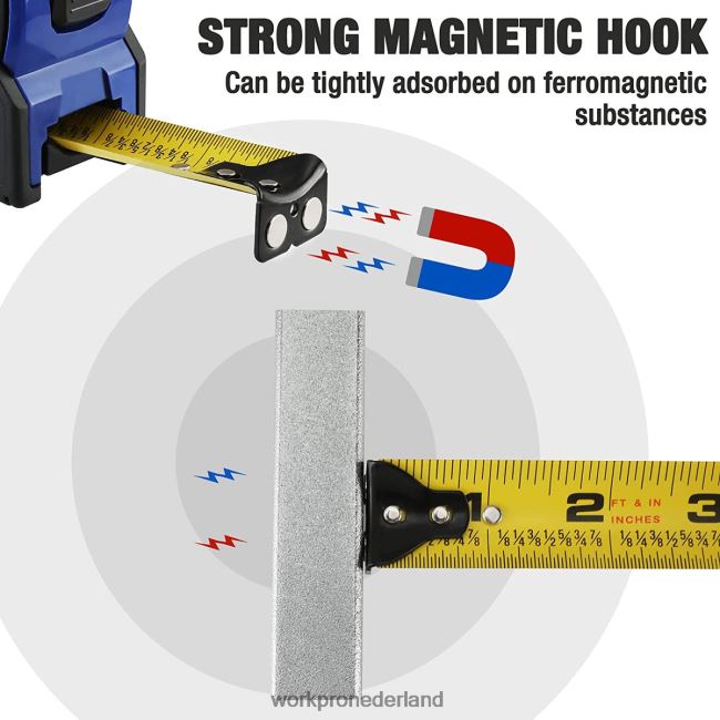 hulpmiddel WORKPRO 25ft meetlint, 1/8 breuken en 1/32 nauwkeurigheid, gemakkelijk afleesbaar meetlint, intrekbaar meetlint met nylon coating bruikbaar 4NVZH8105