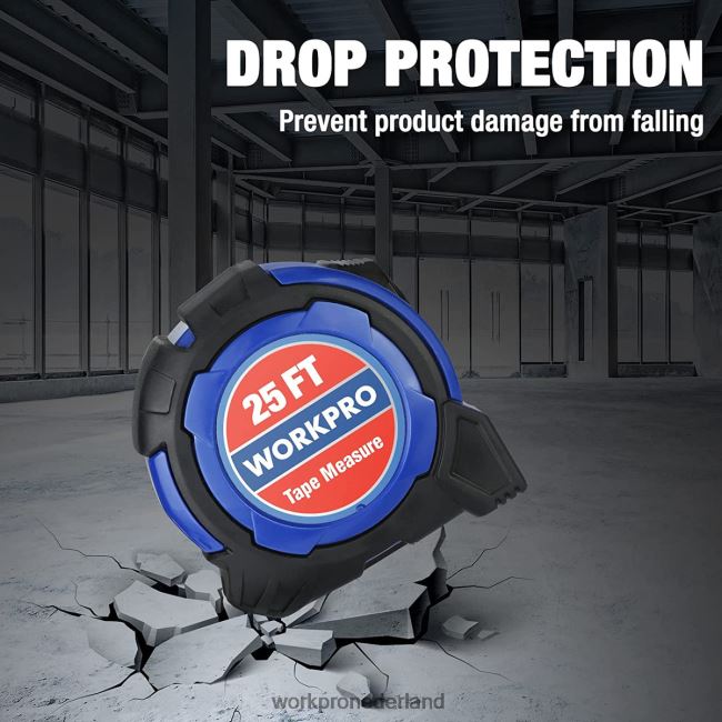 hulpmiddel WORKPRO 25ft meetlint, 1/8 breuken en 1/32 nauwkeurigheid, gemakkelijk afleesbaar meetlint, intrekbaar meetlint met nylon coating bruikbaar 4NVZH8105