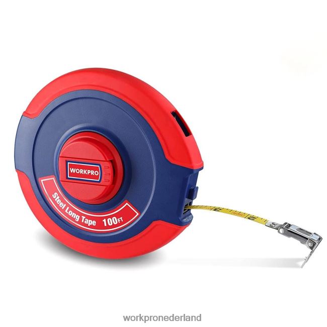 hulpmiddel WORKPRO 30 meter meetlint, gesloten haspel stalen lange meetlint met opvouwbare handgreep, schokbestendige behuizing nieuw 4NVZH8106