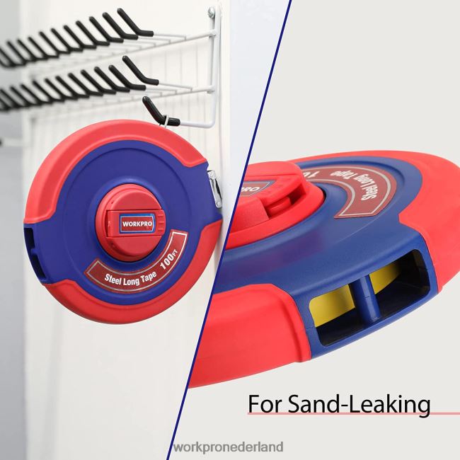 hulpmiddel WORKPRO 30 meter meetlint, gesloten haspel stalen lange meetlint met opvouwbare handgreep, schokbestendige behuizing nieuw 4NVZH8106