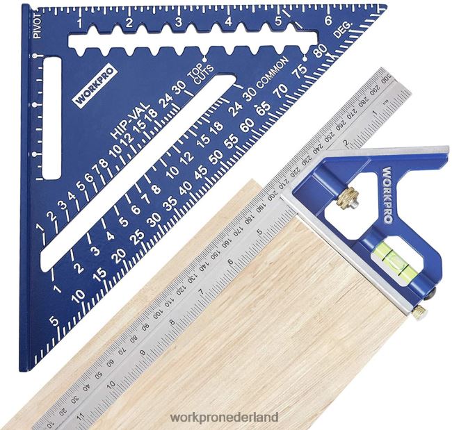 hulpmiddel WORKPRO Gereedschapsset voor dakspantenvierkant en combinatievierkant bruikbaar 4NVZH8104