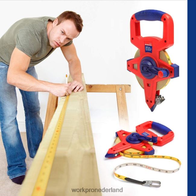 hulpmiddel WORKPRO meetlint met open spoel en dubbel nylon gecoat glasvezelblad, 30 meter nieuw 4NVZH8109