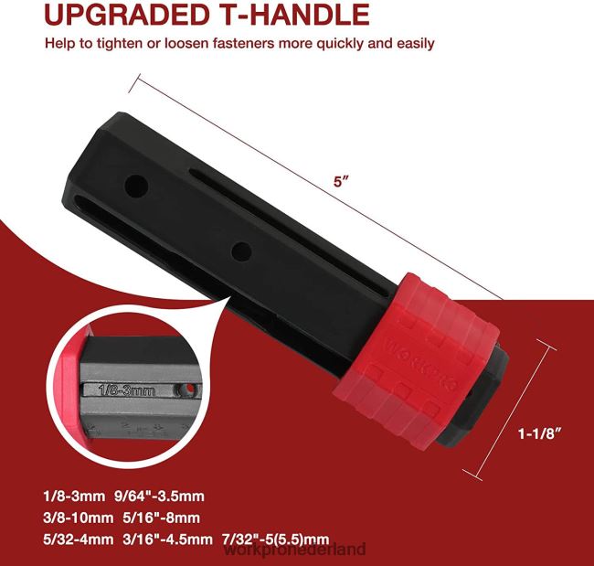 hulpmiddel WORKPRO 27-delige inbussleutelset met lange arm en kogelkop voor uitstekende grip en koppeloverdracht bruikbaar 4NVZH862
