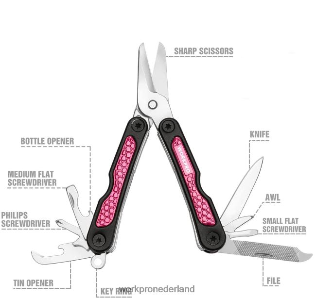 hulpmiddel WORKPRO mes en multitoolset roze 4NVZH844